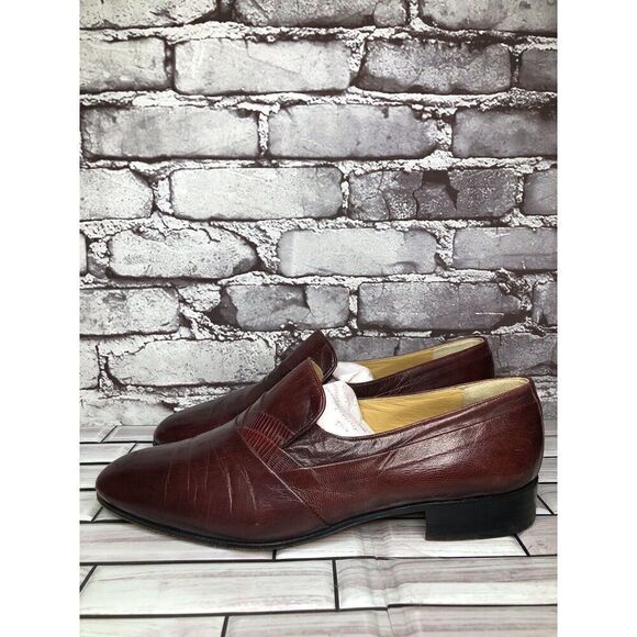 Dino Bigioni Burgundy Leather Slip On Dress Loafers Shoes Men Sz 43.5EU/10.5M US main image 13